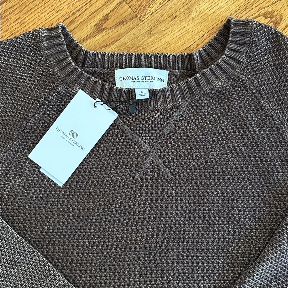 Thomas Sterling “Java” Crewneck lightweight Dark Brown sweater 100% cotton NWT